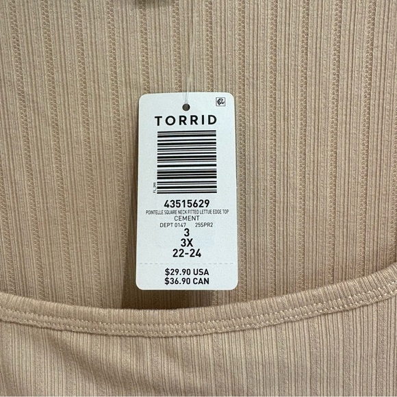 Torrid Vintage Slub Scoop Neck Tee Size 3 Cement Beige NWT - Picture 5 of 5